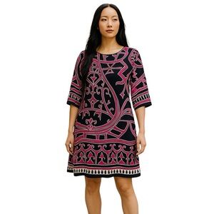 Paraella Size Medium Blue Pink Print Shift Dress